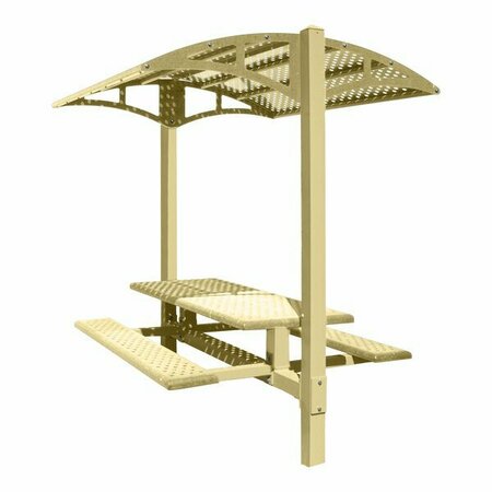 PARIS SITE FURNISHINGS PSF Shade Series 6' Beige Surface Mounted Picnic Table with Canopy and Basket Weave Perforations 969DPS6PSSBB
